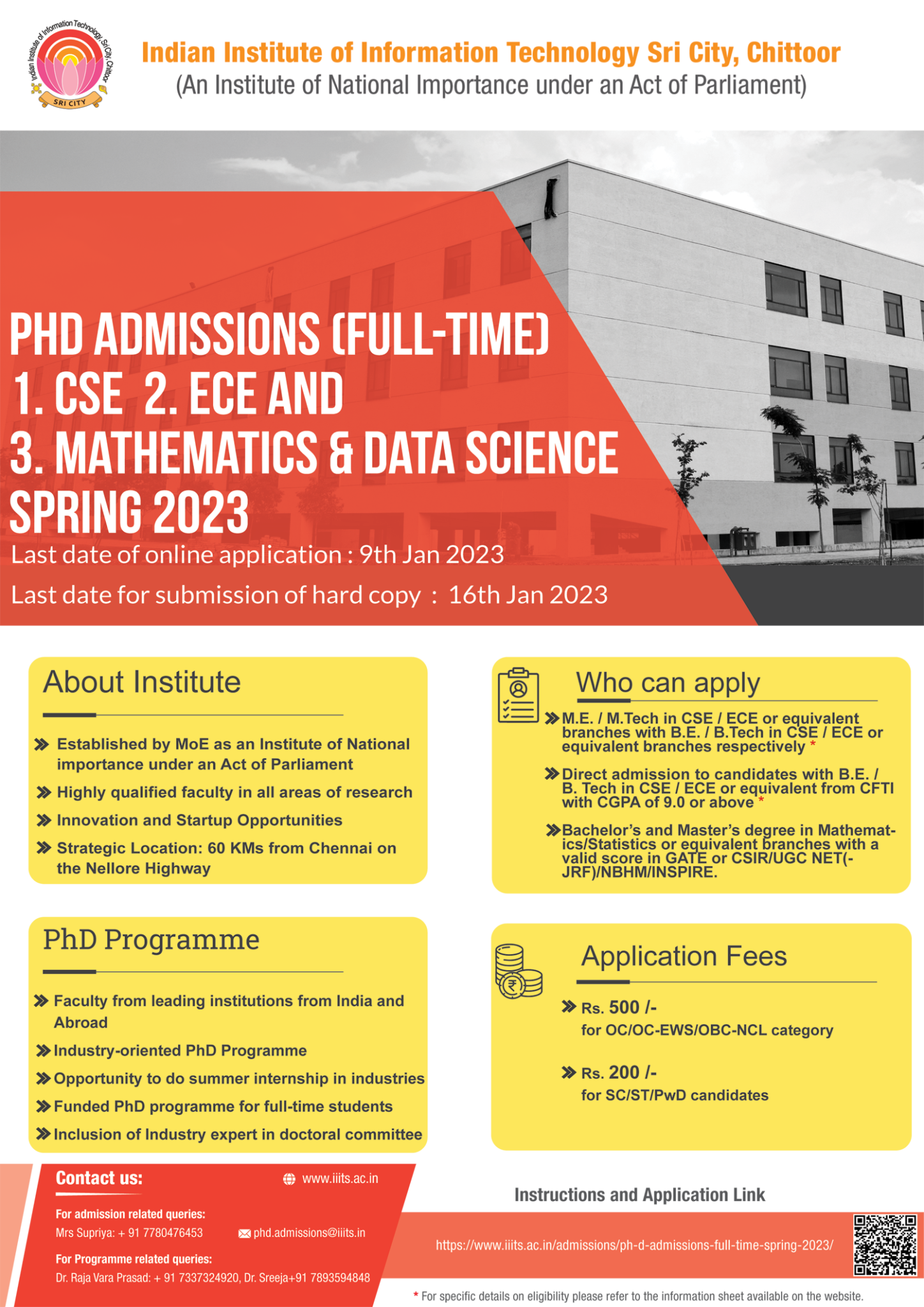 Ph.D. Admissions (FullTime) Spring 2023 Indian Institute of