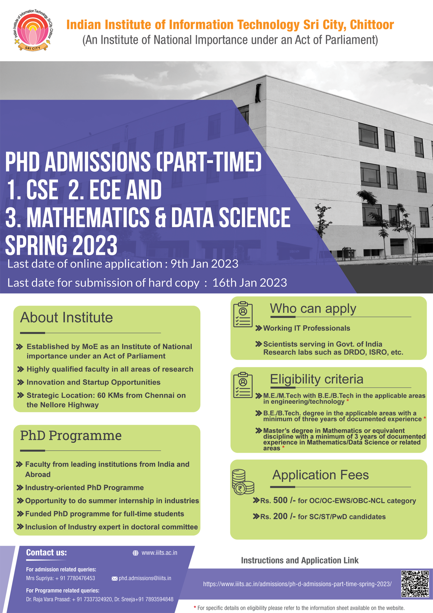 Ph.D. Admissions (PartTime) Spring 2023 Indian Institute of